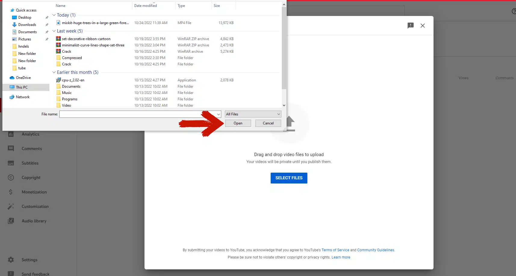 ویدئو داخل یوتیوب آپلود شود