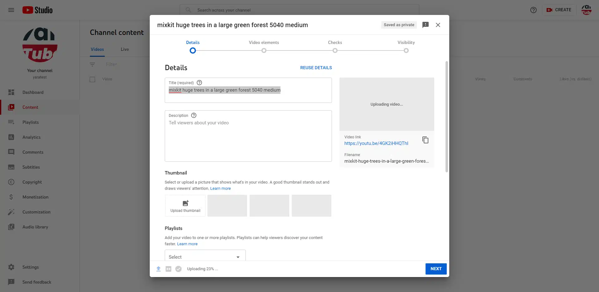 تنظیمات آپلود ویدئو