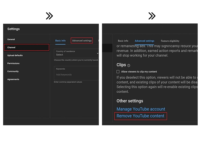 حذف کانال یوتیوب
