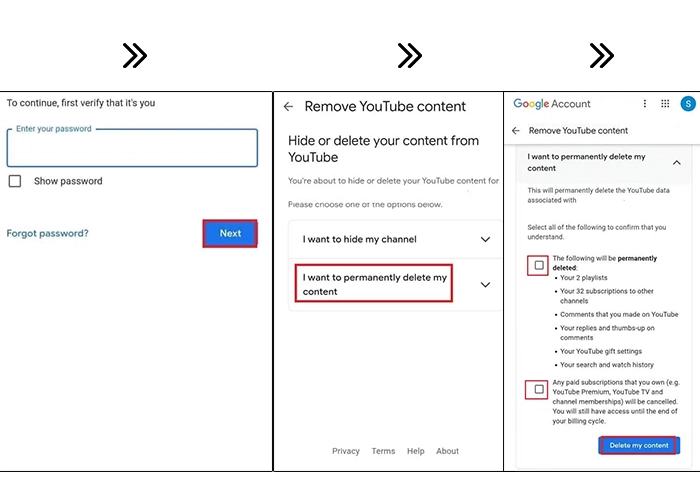5. انگشت خود را به پایین بکشید و remove youtube content (حذف محتوای یوتیوب) را انتخاب کنید.