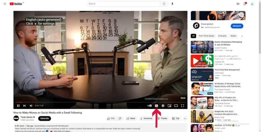 زیرنویس فارسی در یوتیوب