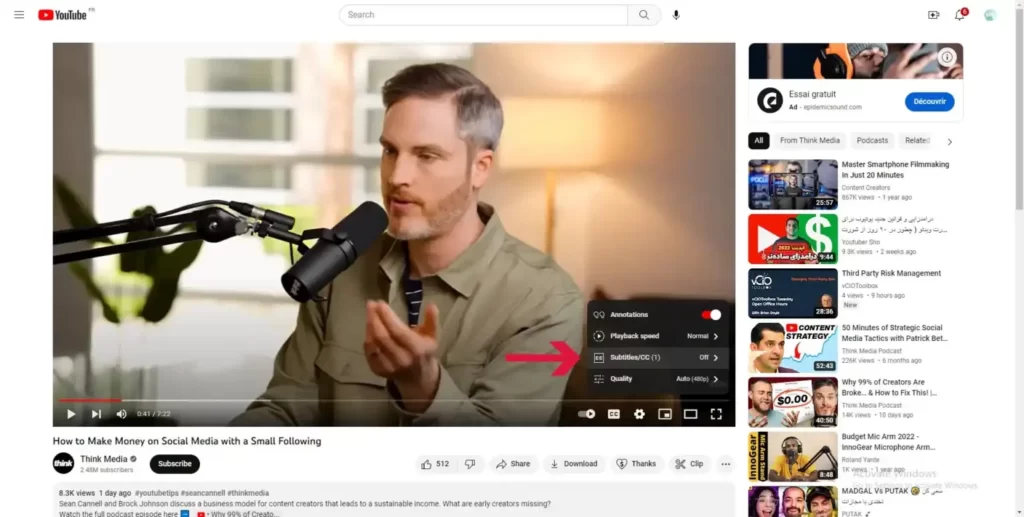 زیرنویس فارسی در یوتیوب